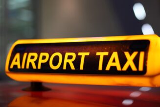 a taxi at the airport